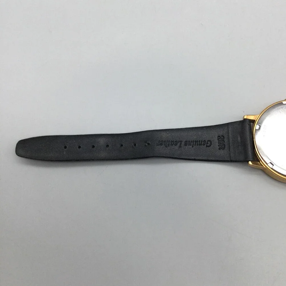 Fossil ES3751 Womens Watch 40mm Silver Gold Tone Black Leather Date New Battery